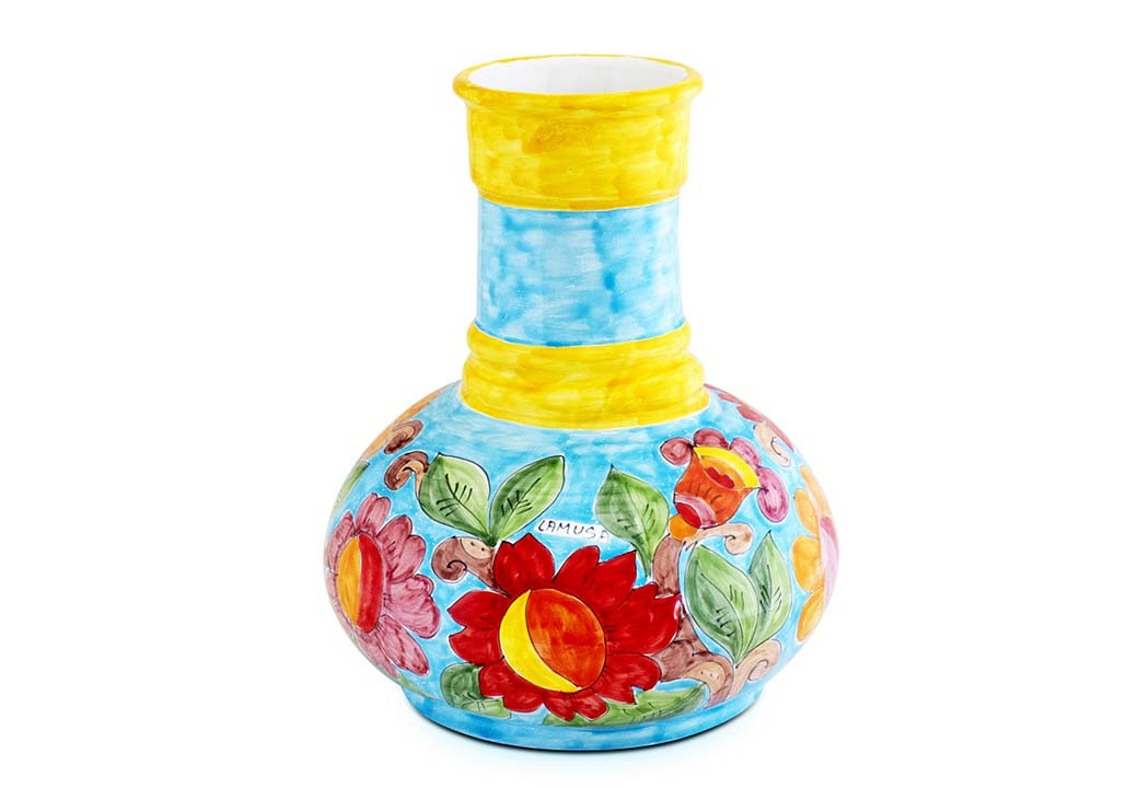 Vaso Genie com Flores Turquesa