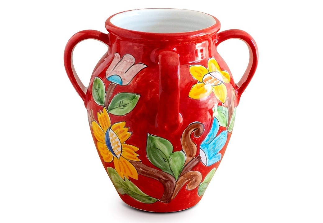 Vaso 04 alças vermelho pequeno