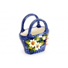 Bolsa pequena azul com flores