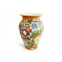 Vaso laranja com flores